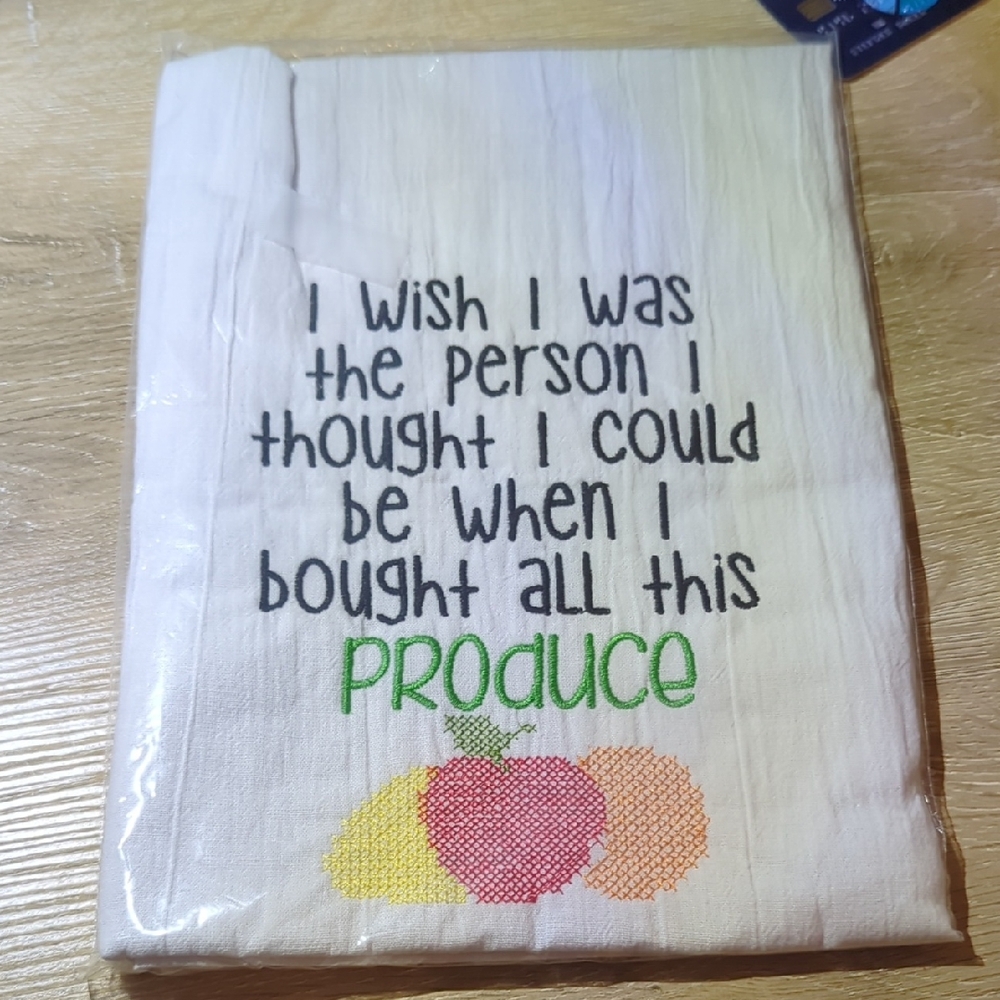 Embroidered Kitchen Towel with Produce Design